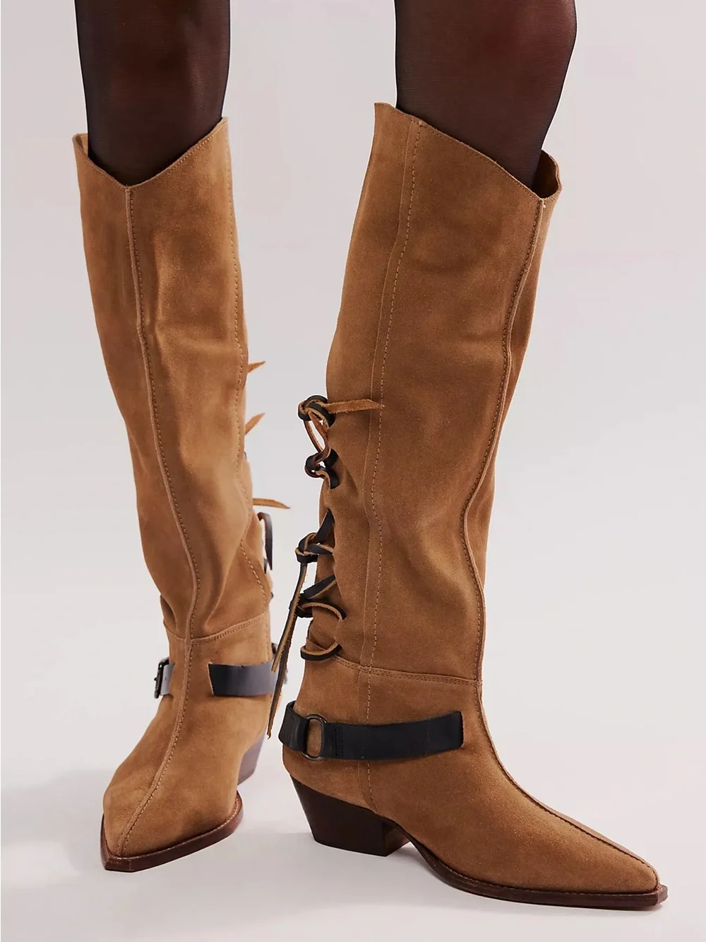 Free People Back-Lace Sway Low Slouchy Boots